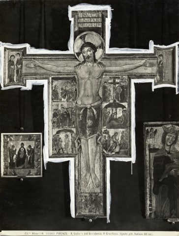 Alinari, Fratelli — Firenze - R. Galleria dell'Accademia. Il Crocifisso. (Ignoto pitt. Italiano XII sec). — insieme